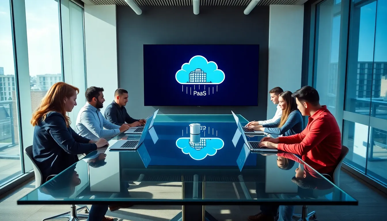 diverse team of developers collaborating on cloud computing projects.